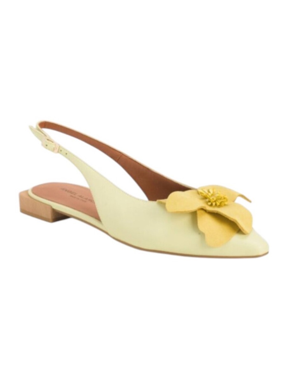 ANGEL ALARCON Made In Spain Leather Flower Slingback Flats
